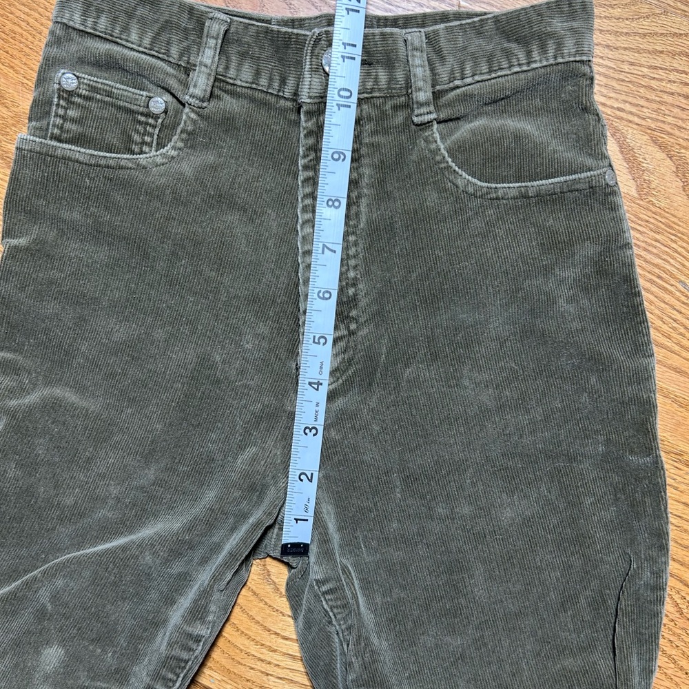 Vintage Women's Hao Jun Olive HR Corduroy Flare Pants Size 26 - Picture 5 of 9
